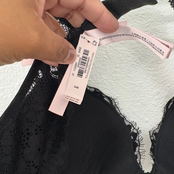 Victoria's Secret Black Lace Push-Up Bra Underwire New Size 34B - Picture 7 of 8